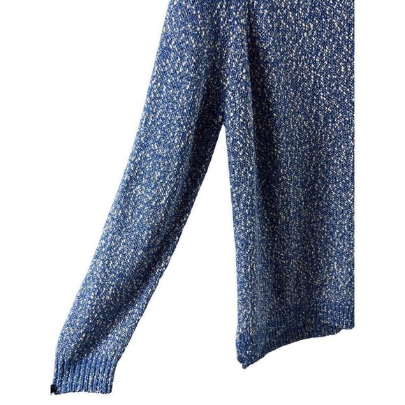 J. McLaughlin Textured Marled Split Hem Pullover Crewneck Sweater Large Blue - Picture 5 of 8
